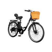 Full view of black Daymak Paris V5 eBike with basket and battery