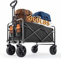 Stock image showing assembled wagon loaded with gear, highlighting capacity and features