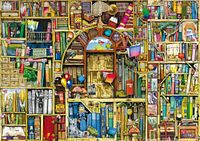 Front of sealed Ravensburger Bizarre Bookshop puzzle box showing artwork