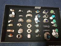 Full tray view showing all 36 rings