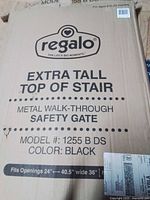 Box showing brand, model, gate specs