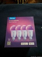 Front of unopened Govee RGBWW Smart LED Bulbs 4-pack box