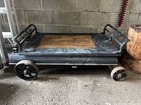 Full view of cast iron railway scale coffee table