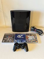 All items: PS3 console, controller, three games, HDMI cable, power cord