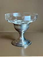 Full view of crystal bowl on sterling silver pedestal base