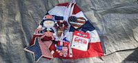 overview of all patriotic decor items laid out on tarp