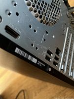 Rear view of HP Pavilion desktop showing ports and chassis