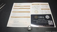Ring, GRA booklet, and warranty card front view