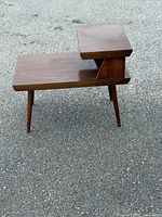 Full view of two-tier side table angled profile