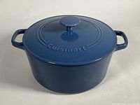 Front angled view with lid on showing handles and embossed Cuisinart