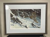 Full view of framed Robert Bateman Cougar In The Snow print