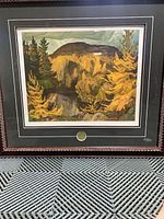 Framed lithograph full view with medallion visible