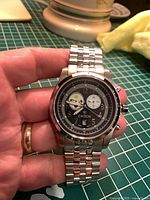 Front view of Croton High Range Chronograph watch showing dial and bracelet