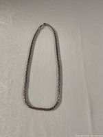 Full view of sterling silver Byzantine link necklace