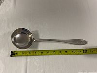 Full view ladle beside tape showing length