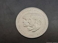 Reverse of coin showing Charles & Diana profiles