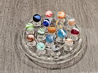 Top-down view of all marbles arranged on board