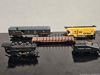 Group view of all five Lima HO scale train pieces