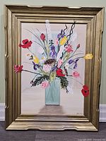 Full view of framed floral painting