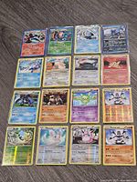 Full layout of approximately fifteen Pokémon cards