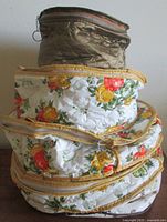 Stacked view showing all five quilted dish storage bags
