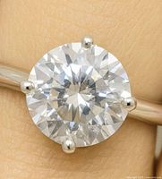 Close-up of moissanite and prong setting on ring