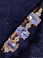 Close-up of tanzanite and accent stones on ring