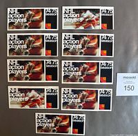 Stacked view of folded front faces of 10 sticker panels