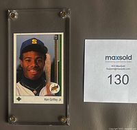 Front of Ken Griffey Jr. rookie card inside screw-down acrylic holder