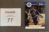 Front of Wendel Clark 1990-91 Pro Set card showing signature and card details