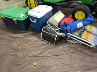 Group shot of tote, coolers, chairs bag