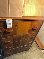 Front view showing dresser design and drawer configuration