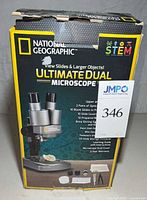 Boxed National Geographic Ultimate Dual Microscope showing product image and branding
