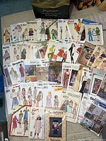 Top spread of roughly 30 pattern envelopes, multiple brands visible