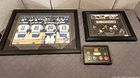 All three framed NHL collectibles laid out together
