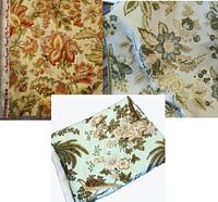 Collage showing three different fabric patterns included in lot
