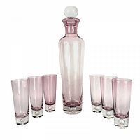 Full set showing decanter with stopper and six glasses