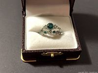 Ring set in box lid open, showing main ring and guard band