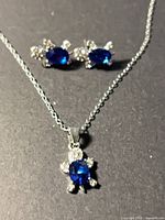 Necklace pendant and earrings closeup