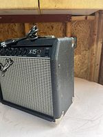 Front angle of Fender X-15 showing grille and cabinet