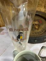 Mr. Pickwick glass pitcher front graphic