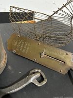 Royal spring balance, wire chicken basket in background