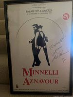 Full view of framed Minnelli Aznavour Palais des Congrès poster