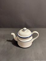 Full view of Dansk mini teapot with lid on