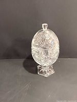 Front view of assembled candy dish showing overall shape and design