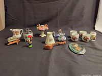 Group view of all twelve items on black backdrop