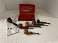 Overall lot with six pipes, Georg Jensen pouch and Kaywoodie box
