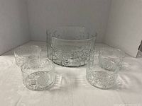 Full set: one large and four small Flora clear glass bowls