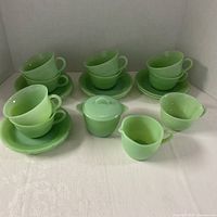 All jadeite pieces grouped showing quantity and styles