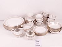 Entire 46-piece dinnerware set displayed